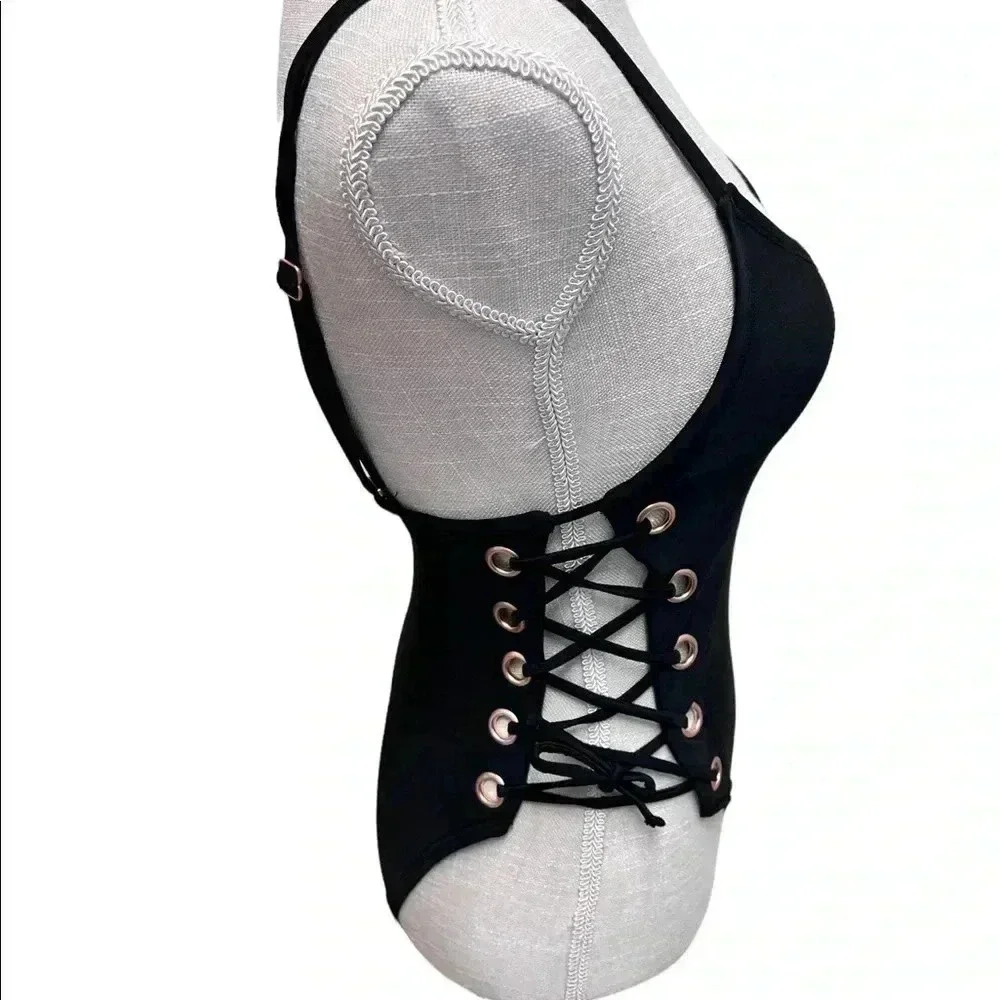 BRAND NEW WOMEN’S XHILARATION ONE PIECE BATHING SUIT•BLACK•SIZE XS•